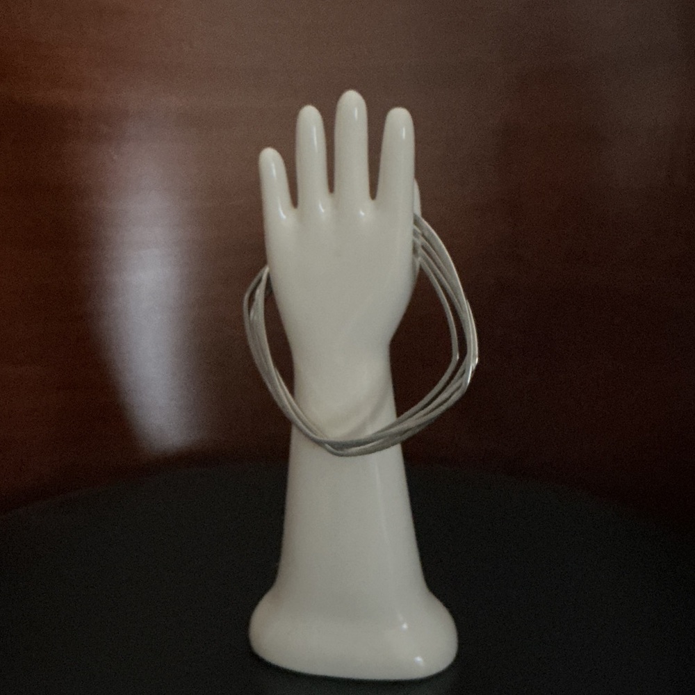 Set of 5 Silver Square Bangle Bracelets